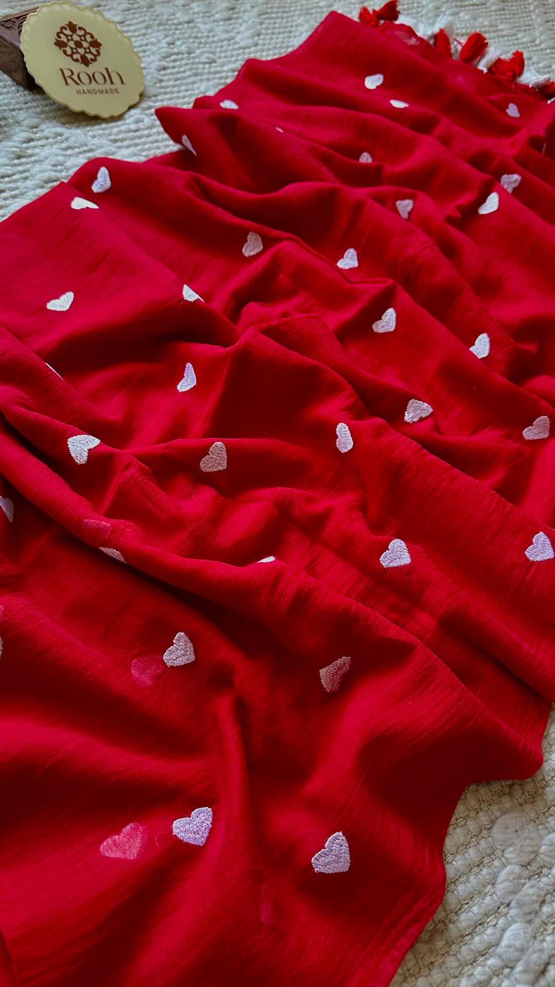 DIL - VERMILION RED SUPER SOFT MUL COTTON SAREE (DISPATCH TIME IS 7-10 DAYS)
