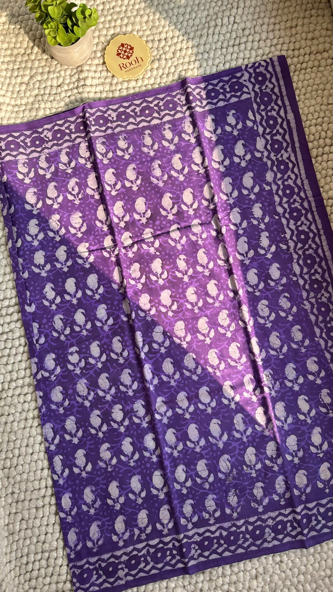 BAGRU HAND BLOCK PRINTED SOFT MULMUL COTTON SAREE- 135