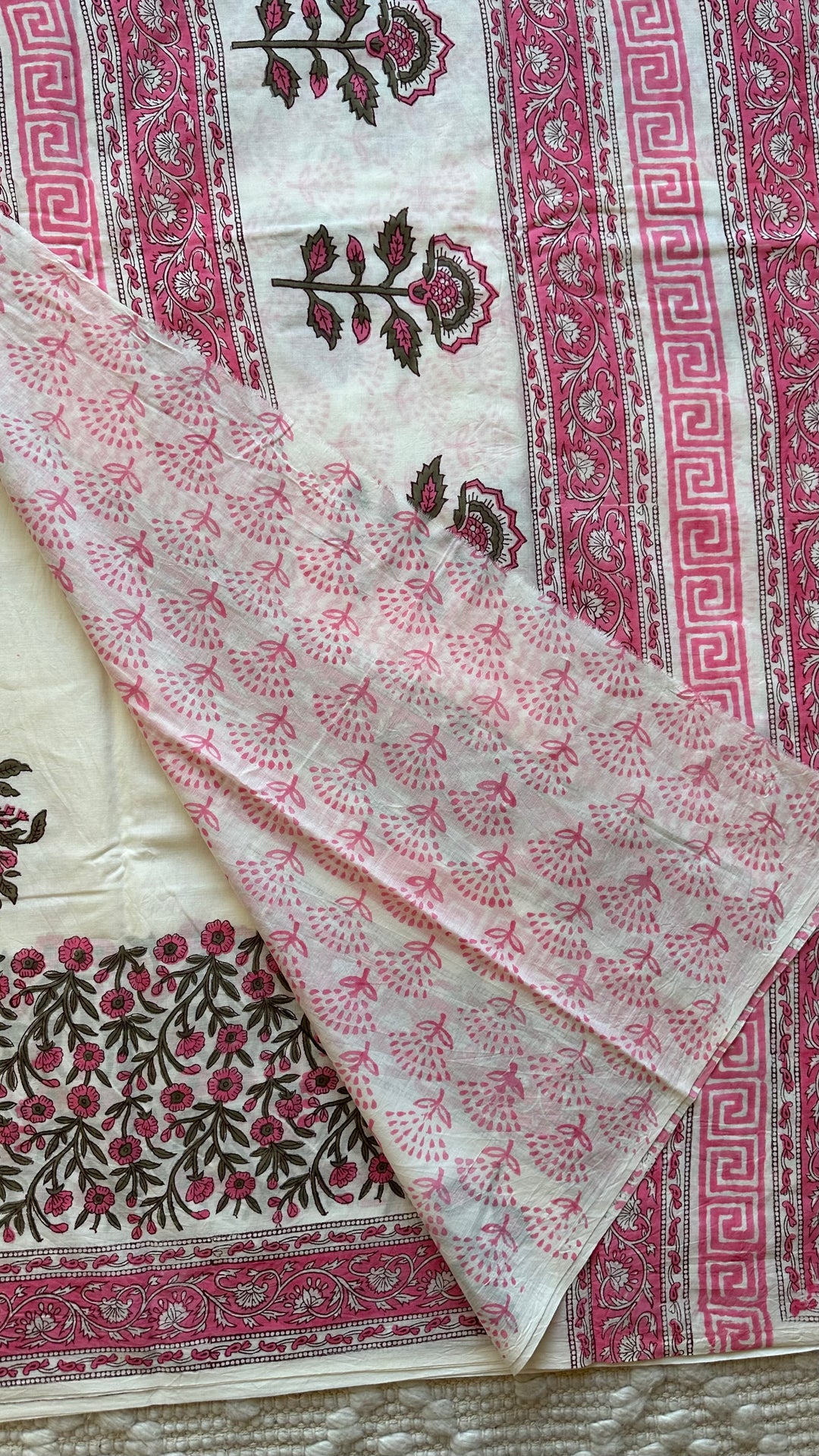 BAGRU HAND BLOCK PRINTED SOFT MULMUL COTTON SAREE- 055