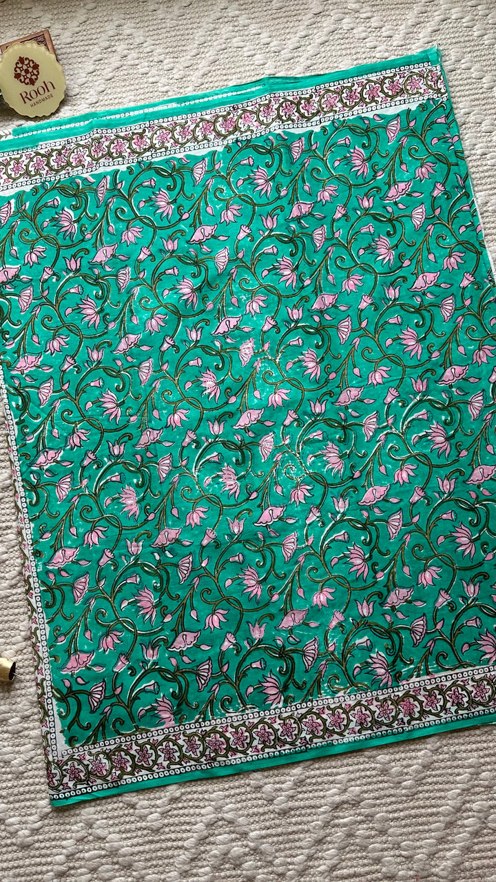 BAGRU HAND BLOCK PRINTED SOFT MULMUL COTTON SAREE- 097