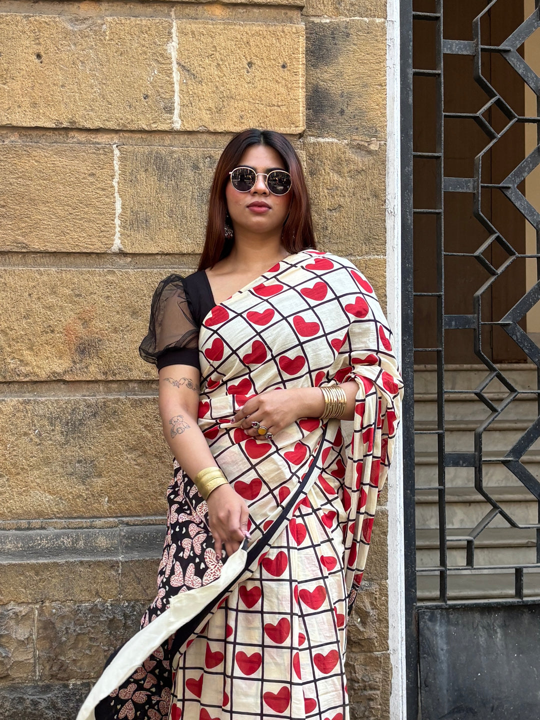 DILBARO - QUIRKY BAGRU HAND BLOCK PRINTED SOFT MULMUL COTTON SAREE