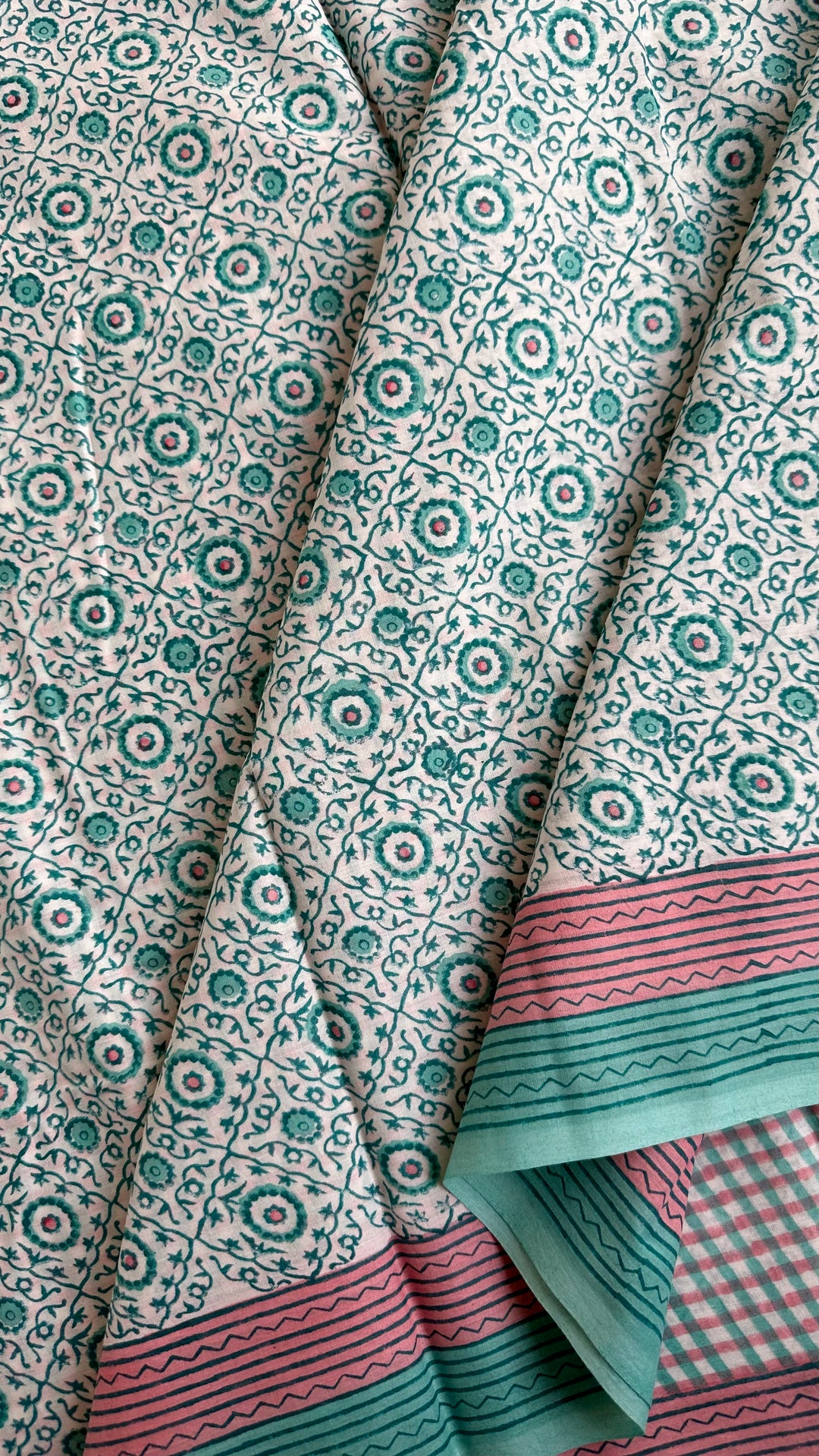 SANGANERI HAND BLOCK PRINTED SOFT COTTON SAREE- 030