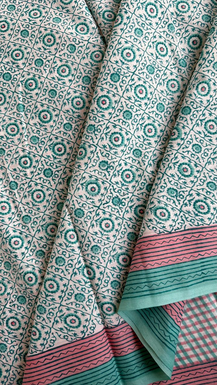 SANGANERI HAND BLOCK PRINTED SOFT COTTON SAREE- 030