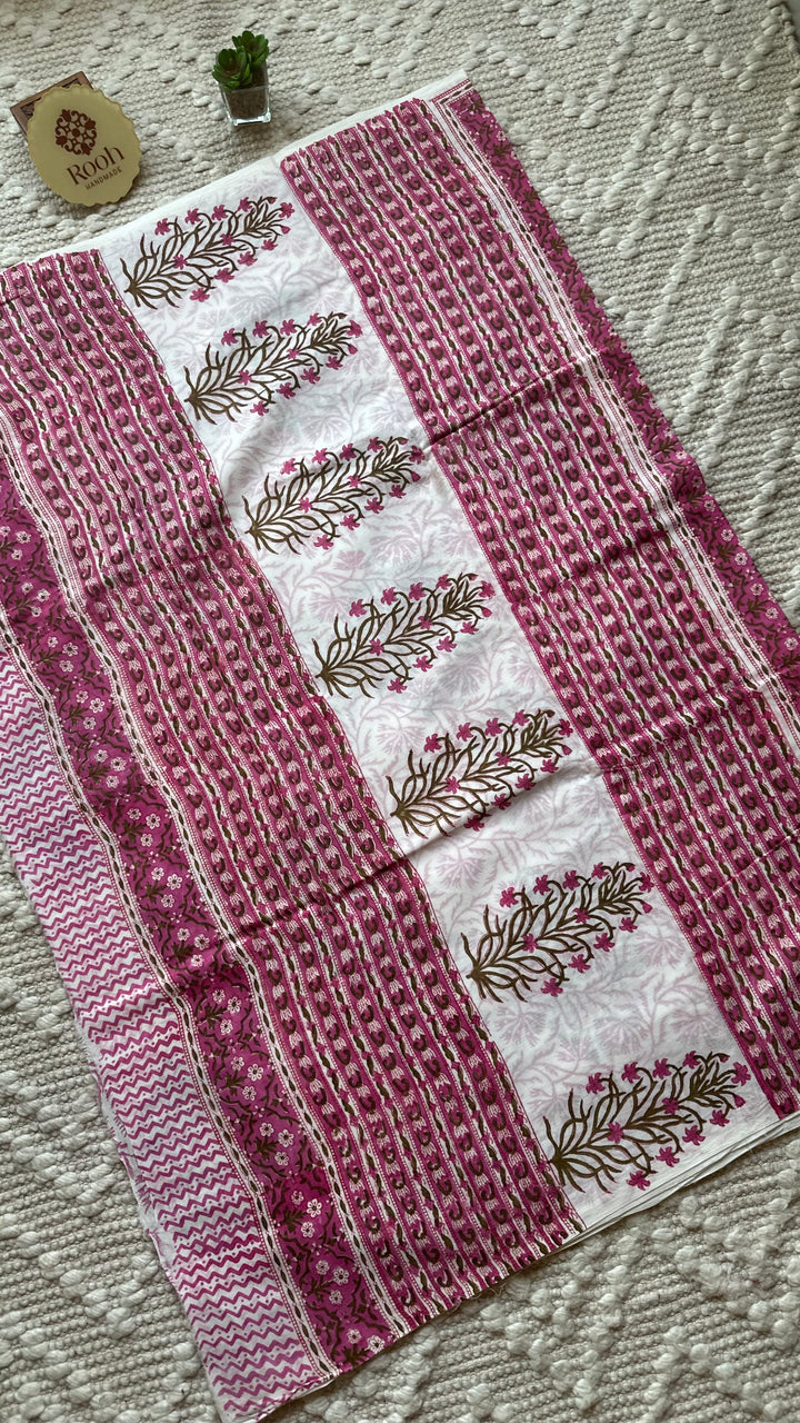 BAGRU HAND BLOCK PRINTED SOFT MULMUL COTTON SAREE- 101