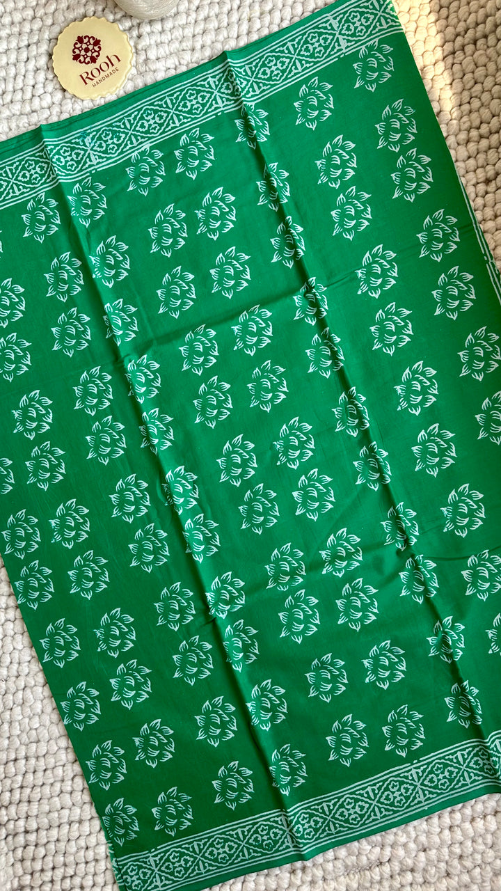 BAGRU HAND BLOCK PRINTED SOFT MULMUL COTTON SAREE- 149