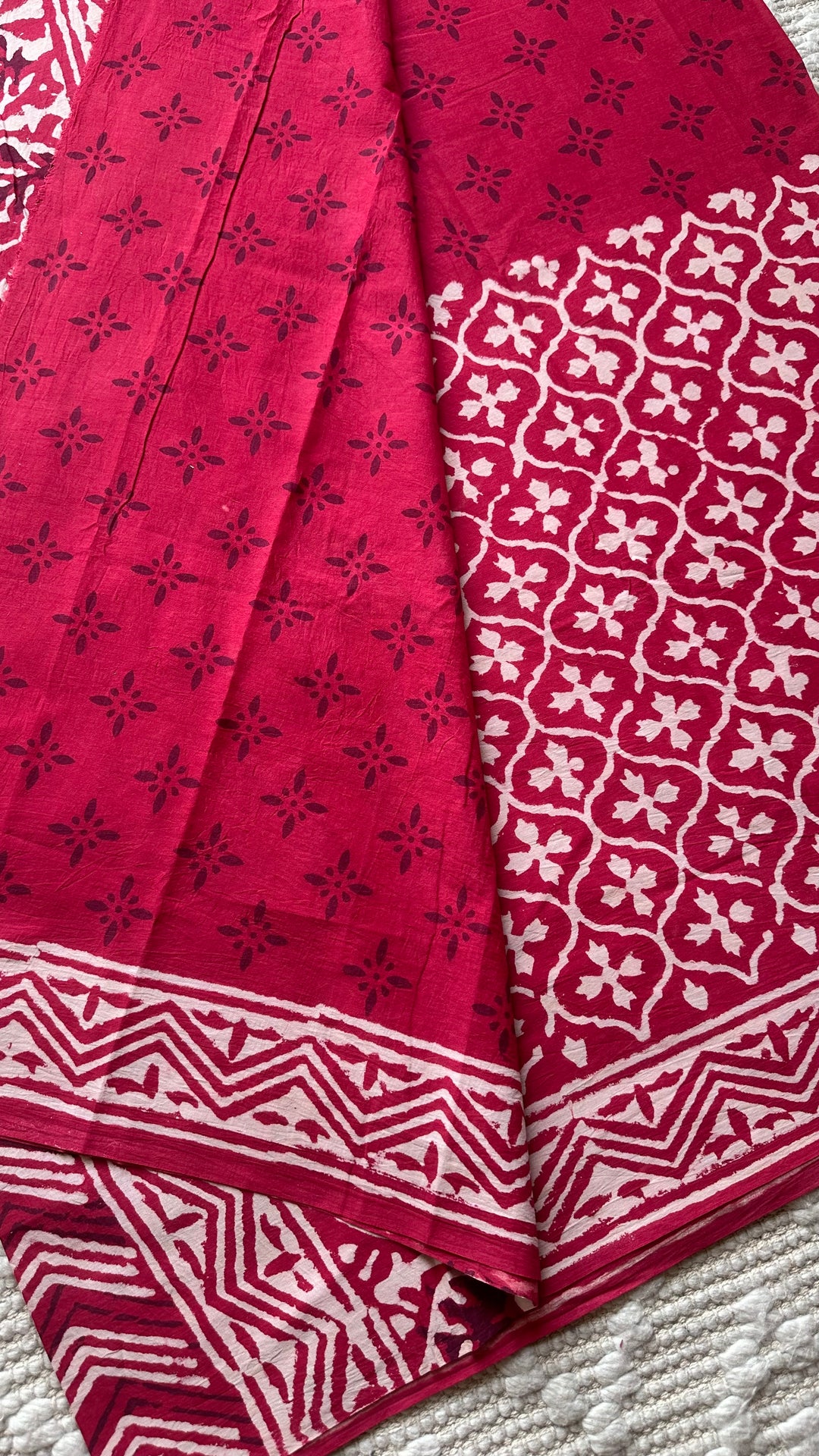 BAGRU HAND BLOCK PRINTED SOFT MULMUL COTTON SAREE- 096
