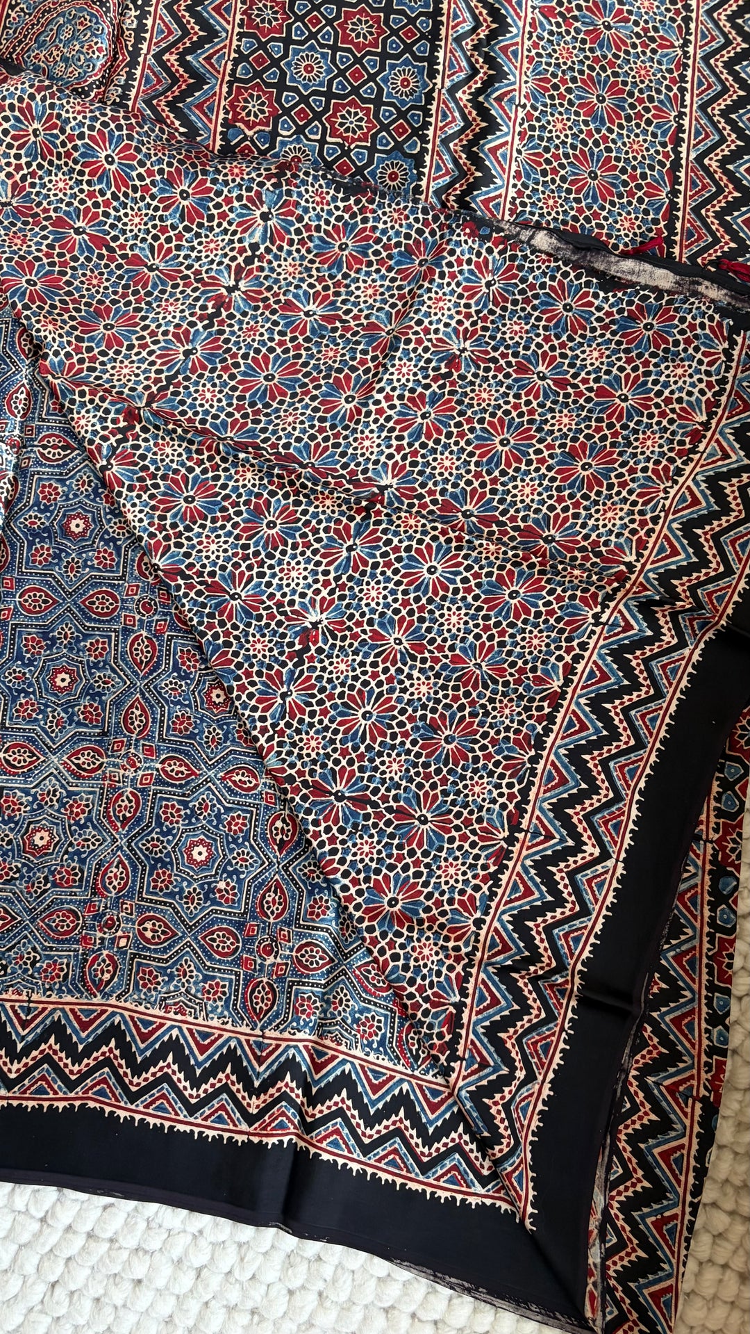 ROOH EXCLUSIVES- AJRAKH HAND BLOCK PRINTED PREMIUM MODAL SILK SAREE 09