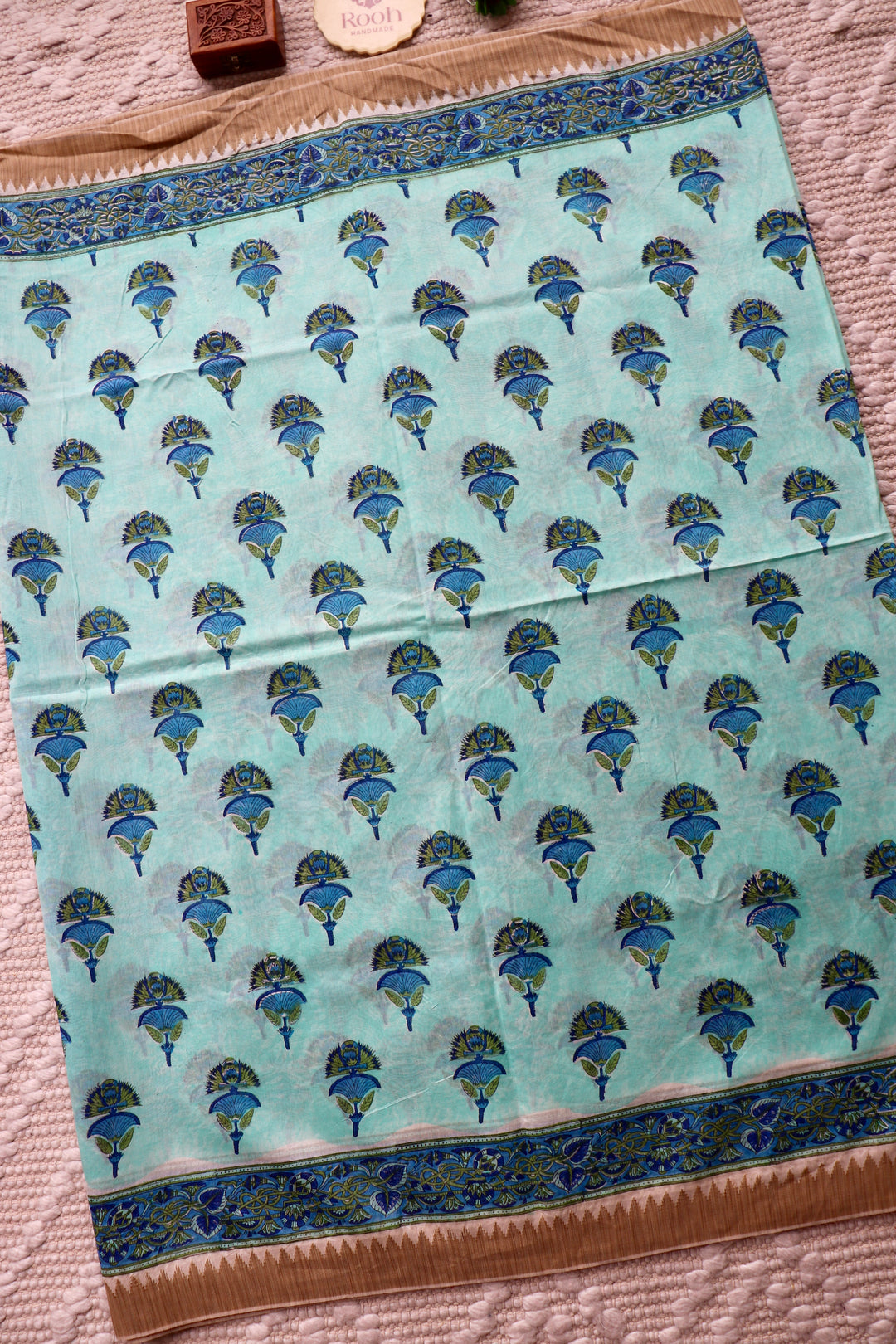 SANGANERI HAND BLOCK PRINTED SILK COTTON SAREE- 002