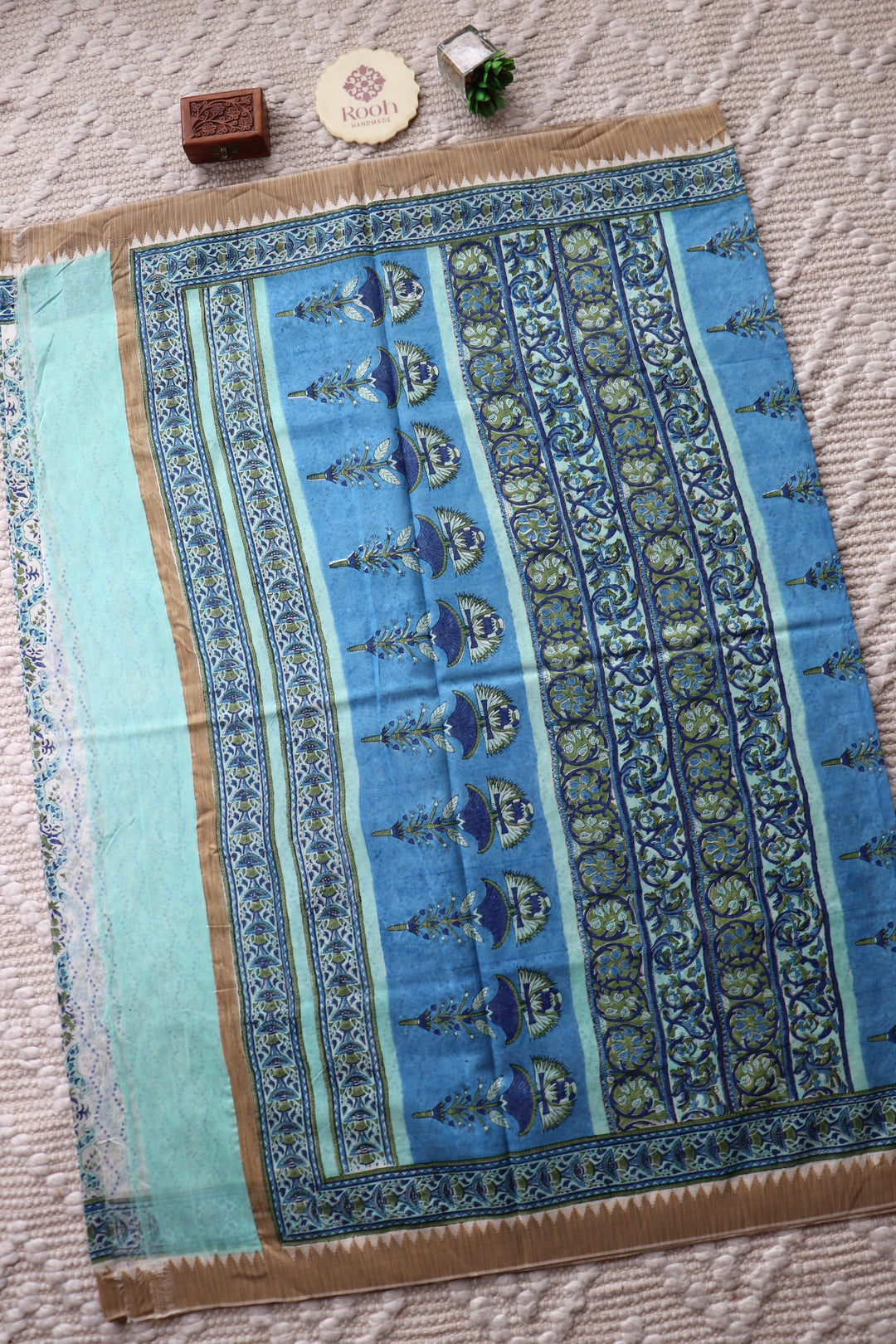 SANGANERI HAND BLOCK PRINTED SILK COTTON SAREE- 006