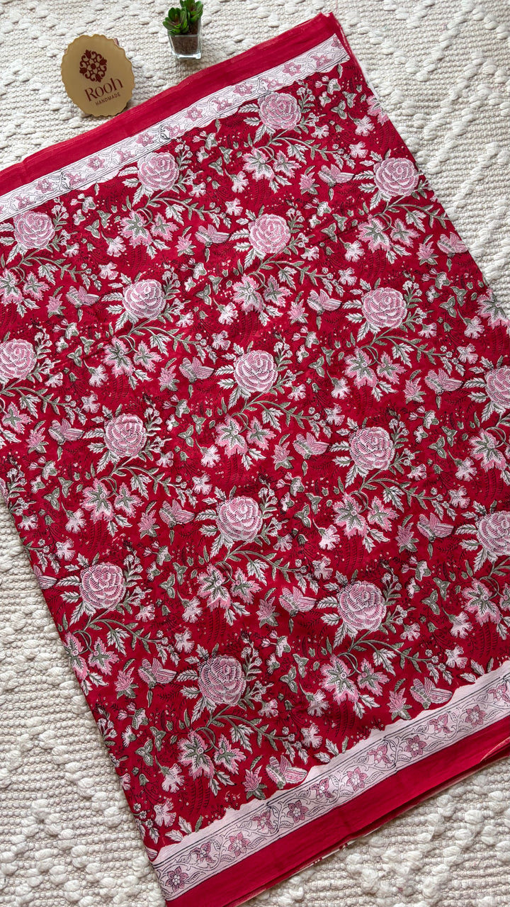 BAGRU HAND BLOCK PRINTED SOFT MULMUL COTTON SAREE- 107 (DISPATCH TIME - 5 TO 7 DAYS)