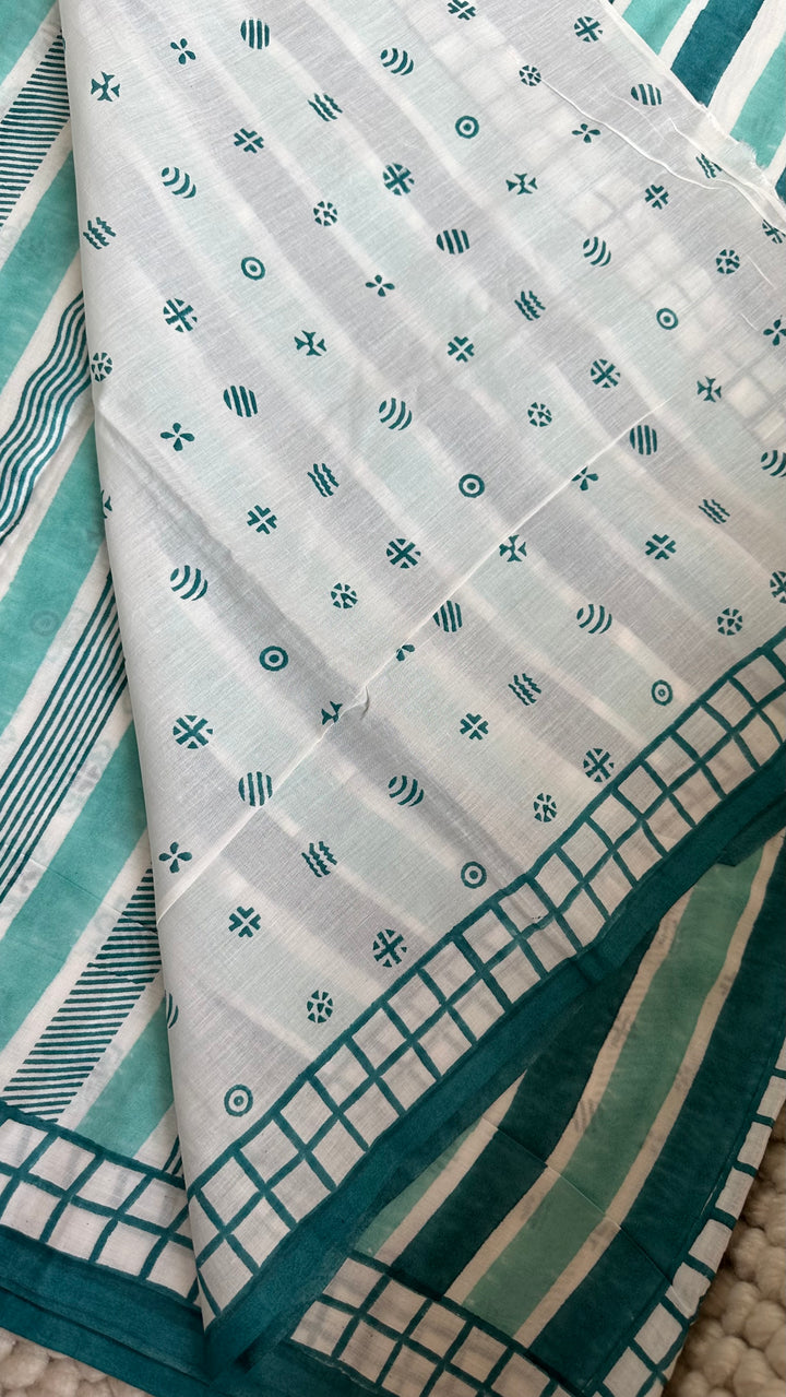 SANGANERI HAND BLOCK PRINTED SOFT COTTON SAREE- 024