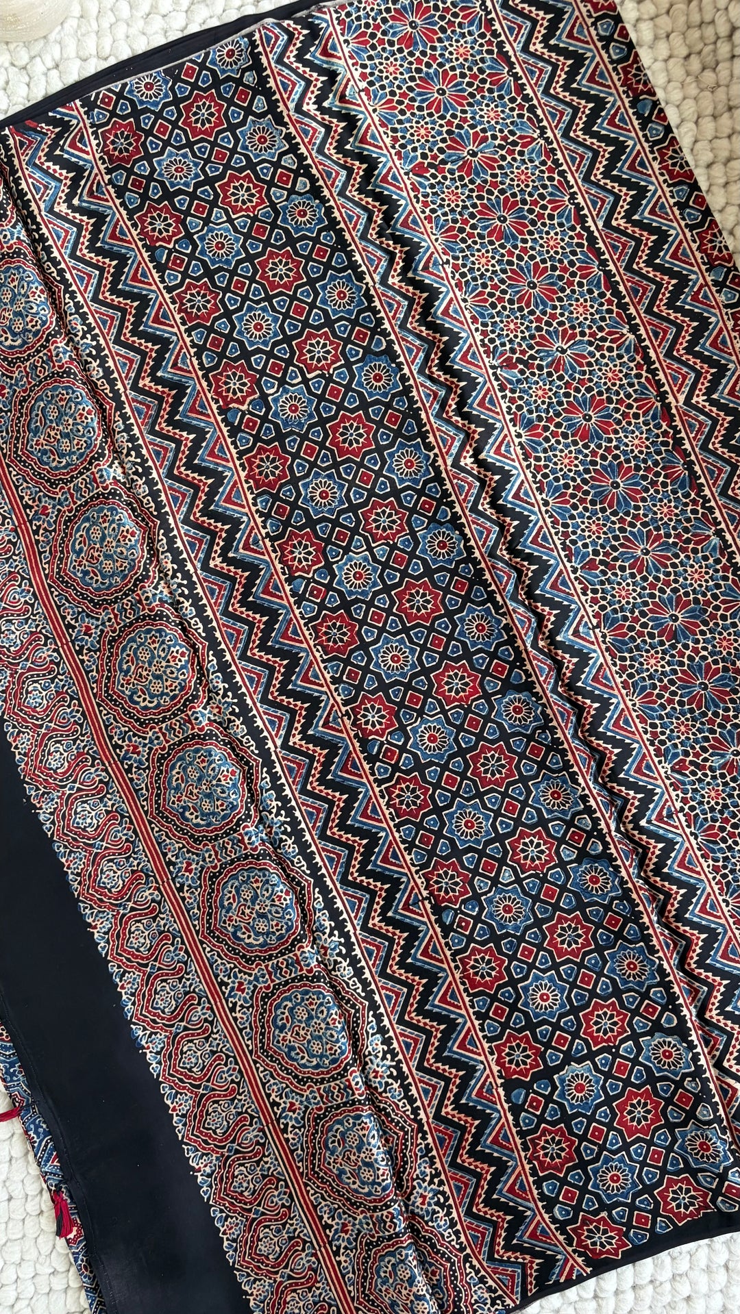 ROOH EXCLUSIVES- AJRAKH HAND BLOCK PRINTED PREMIUM MODAL SILK SAREE 09