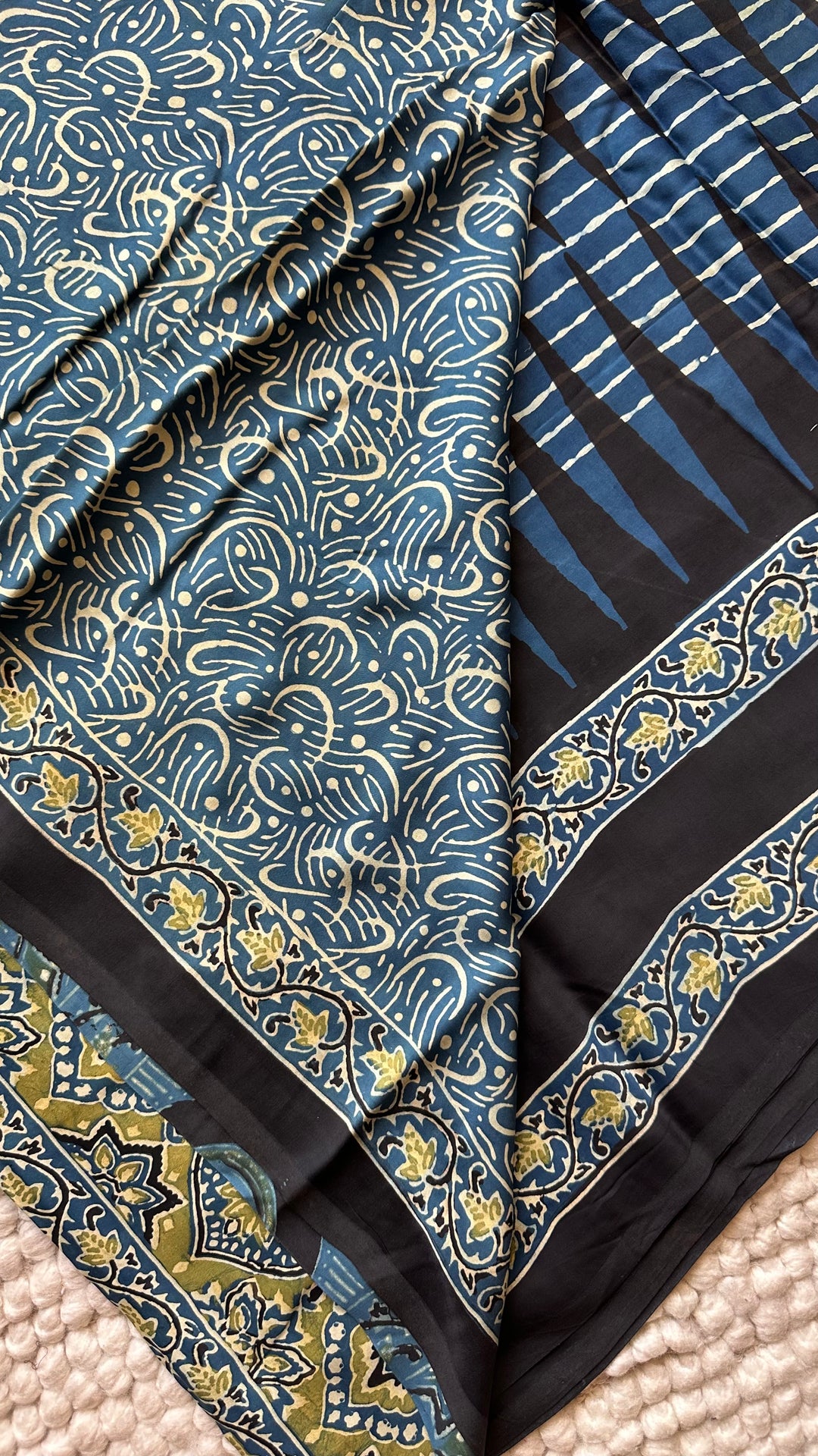 ROOH EXCLUSIVES- AJRAKH HAND BLOCK PRINTED PREMIUM MODAL SILK SAREE 14
