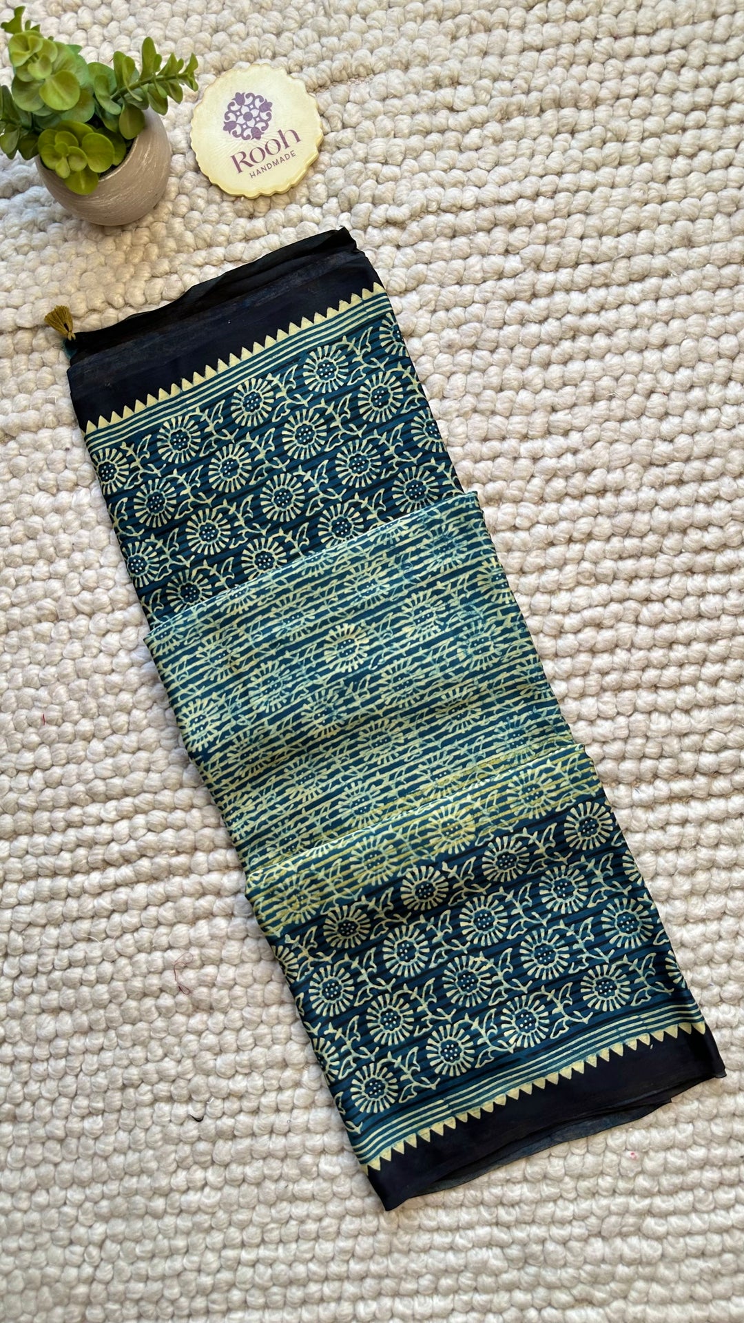 ROOH EXCLUSIVES- AJRAKH HAND BLOCK PRINTED PREMIUM MODAL SILK SAREE 12