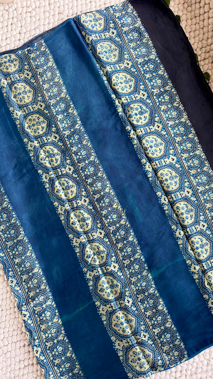 ROOH EXCLUSIVES- AJRAKH HAND BLOCK PRINTED PREMIUM MODAL SILK SAREE 11