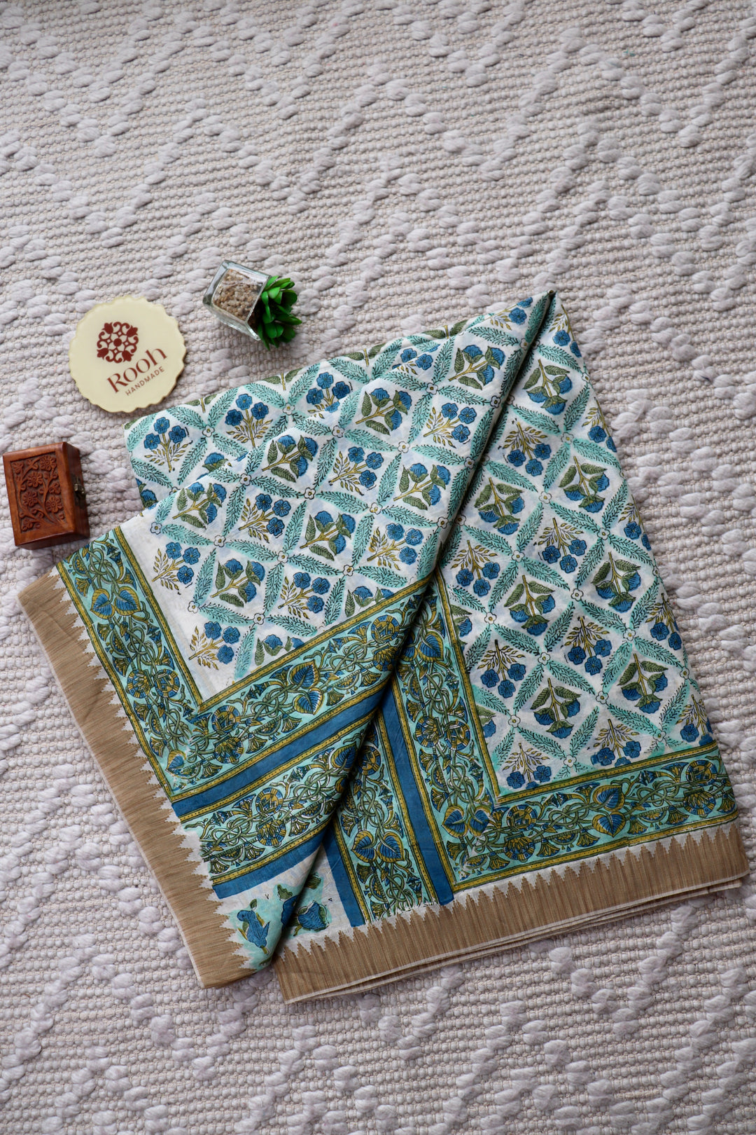 SANGANERI HAND BLOCK PRINTED SILK COTTON SAREE- 004