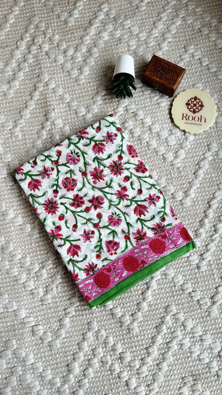 BAGRU HAND BLOCK PRINTED SOFT MULMUL COTTON SAREE- 045 (DISPATCH TIME - 10-12 DAYS)