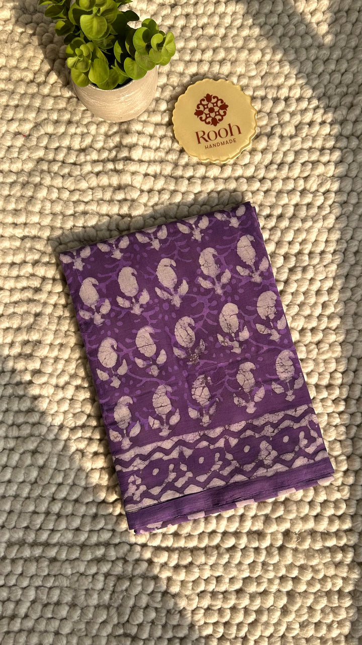 BAGRU HAND BLOCK PRINTED SOFT MULMUL COTTON SAREE- 135