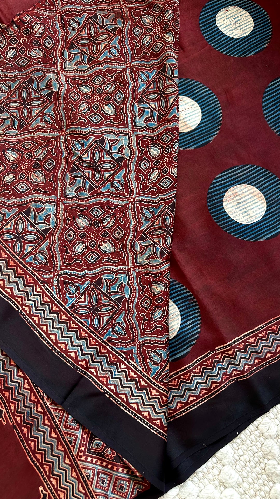 AARVI - PREMIUM AJRAKH HAND BLOCK PRINTED MODAL SILK SAREE