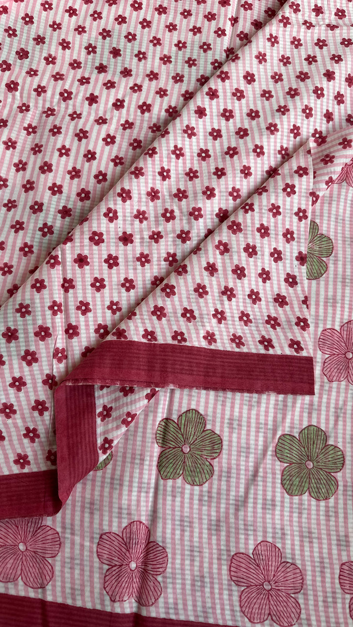 SANGANERI HAND BLOCK PRINTED SOFT COTTON SAREE- 023