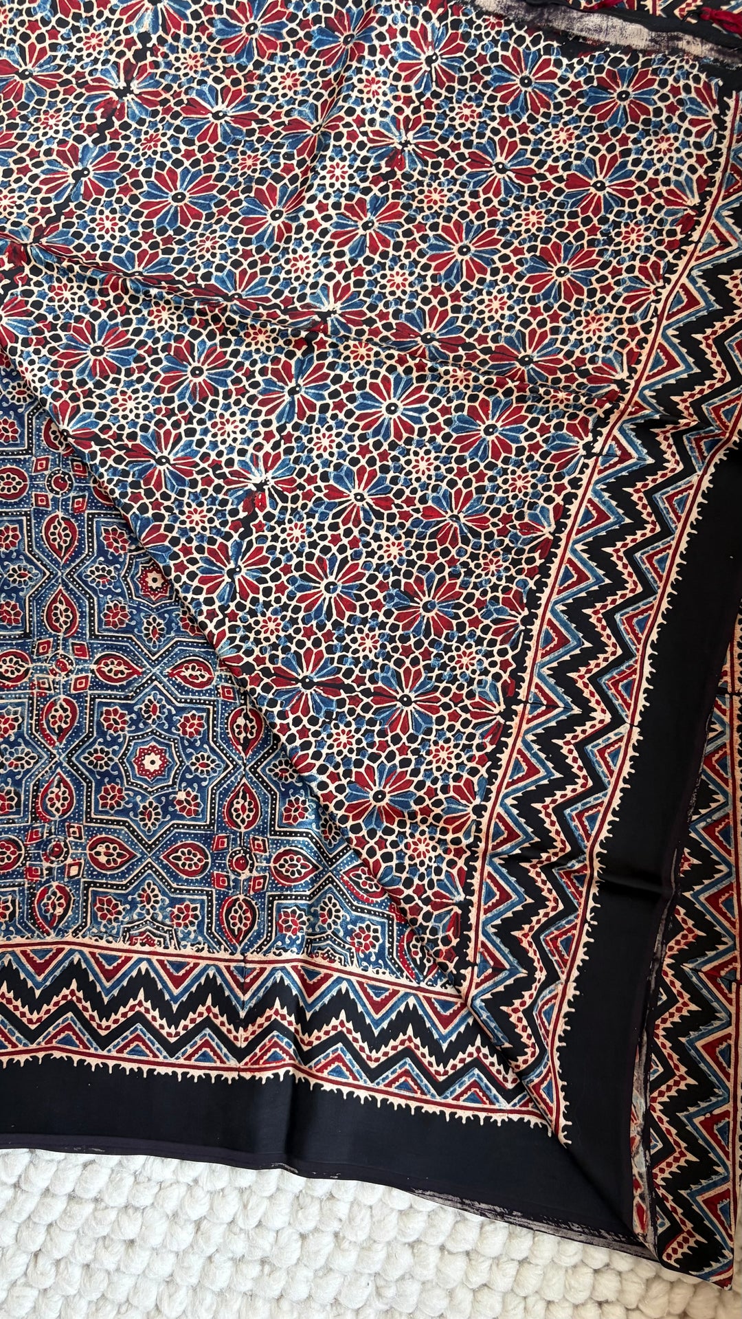 ROOH EXCLUSIVES- AJRAKH HAND BLOCK PRINTED PREMIUM MODAL SILK SAREE 09