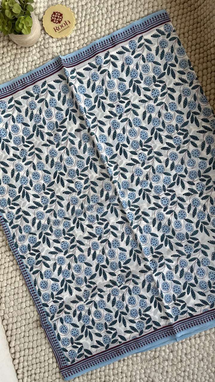 SANGANERI HAND BLOCK PRINTED SOFT COTTON SAREE- 021