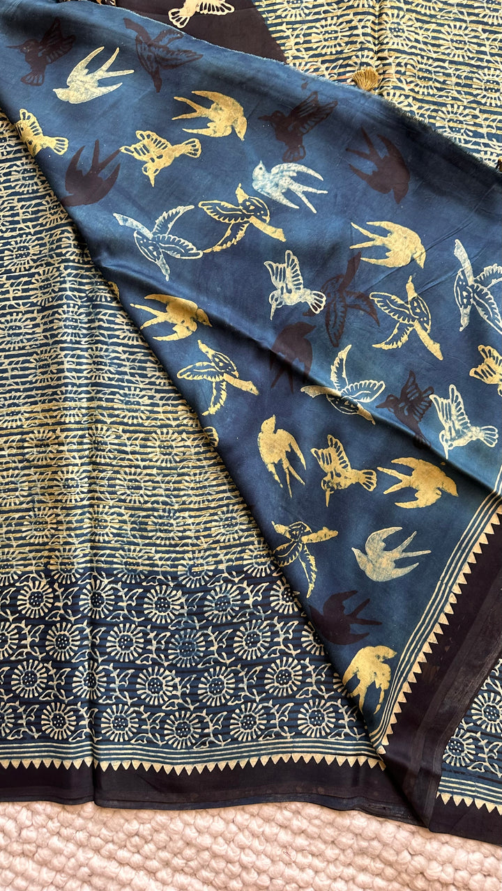 ROOH EXCLUSIVES- AJRAKH HAND BLOCK PRINTED PREMIUM MODAL SILK SAREE 12
