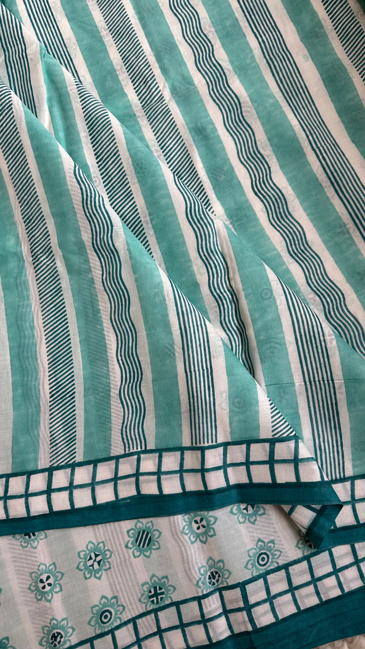SANGANERI HAND BLOCK PRINTED SOFT COTTON SAREE- 024