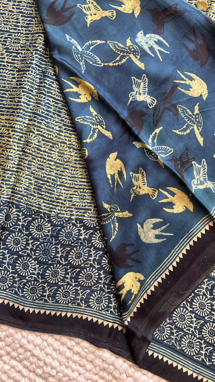 ROOH EXCLUSIVES- AJRAKH HAND BLOCK PRINTED PREMIUM MODAL SILK SAREE 12