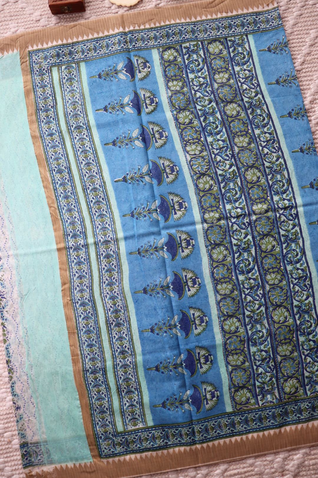 SANGANERI HAND BLOCK PRINTED SILK COTTON SAREE- 006