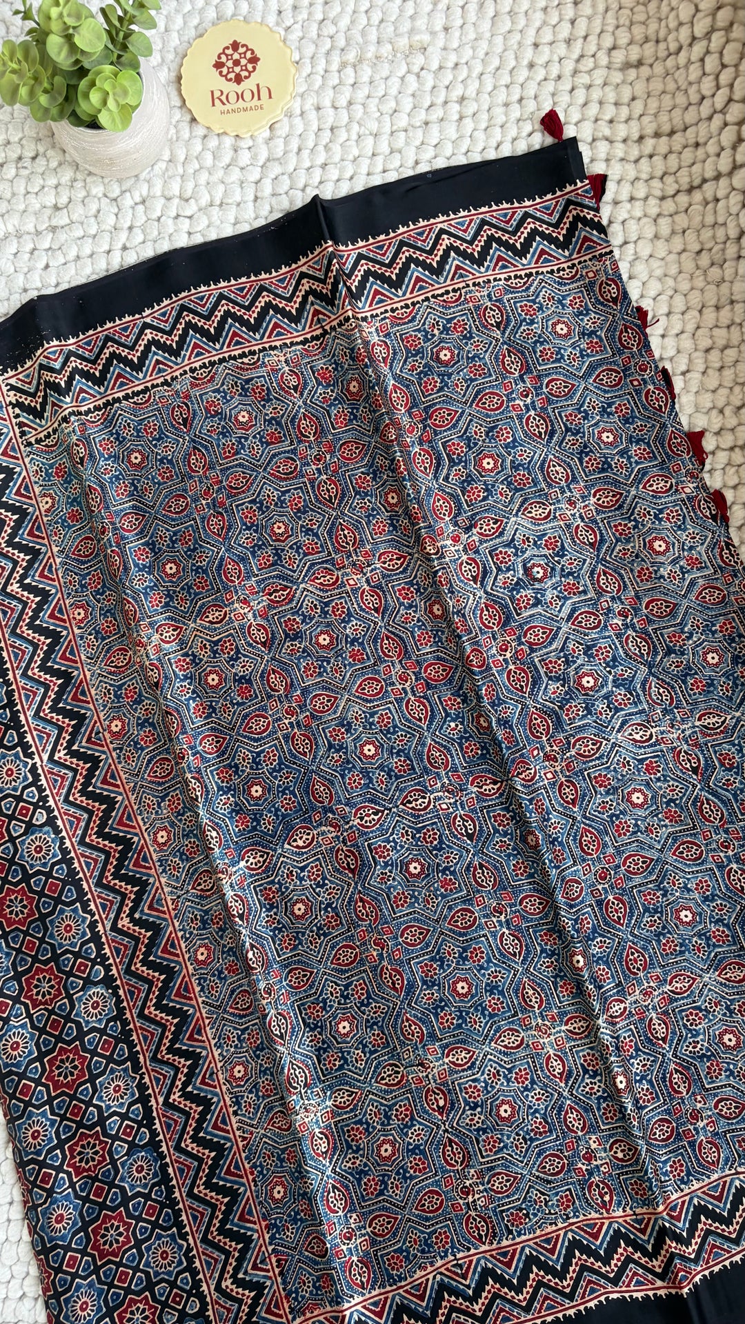 ROOH EXCLUSIVES- AJRAKH HAND BLOCK PRINTED PREMIUM MODAL SILK SAREE 09