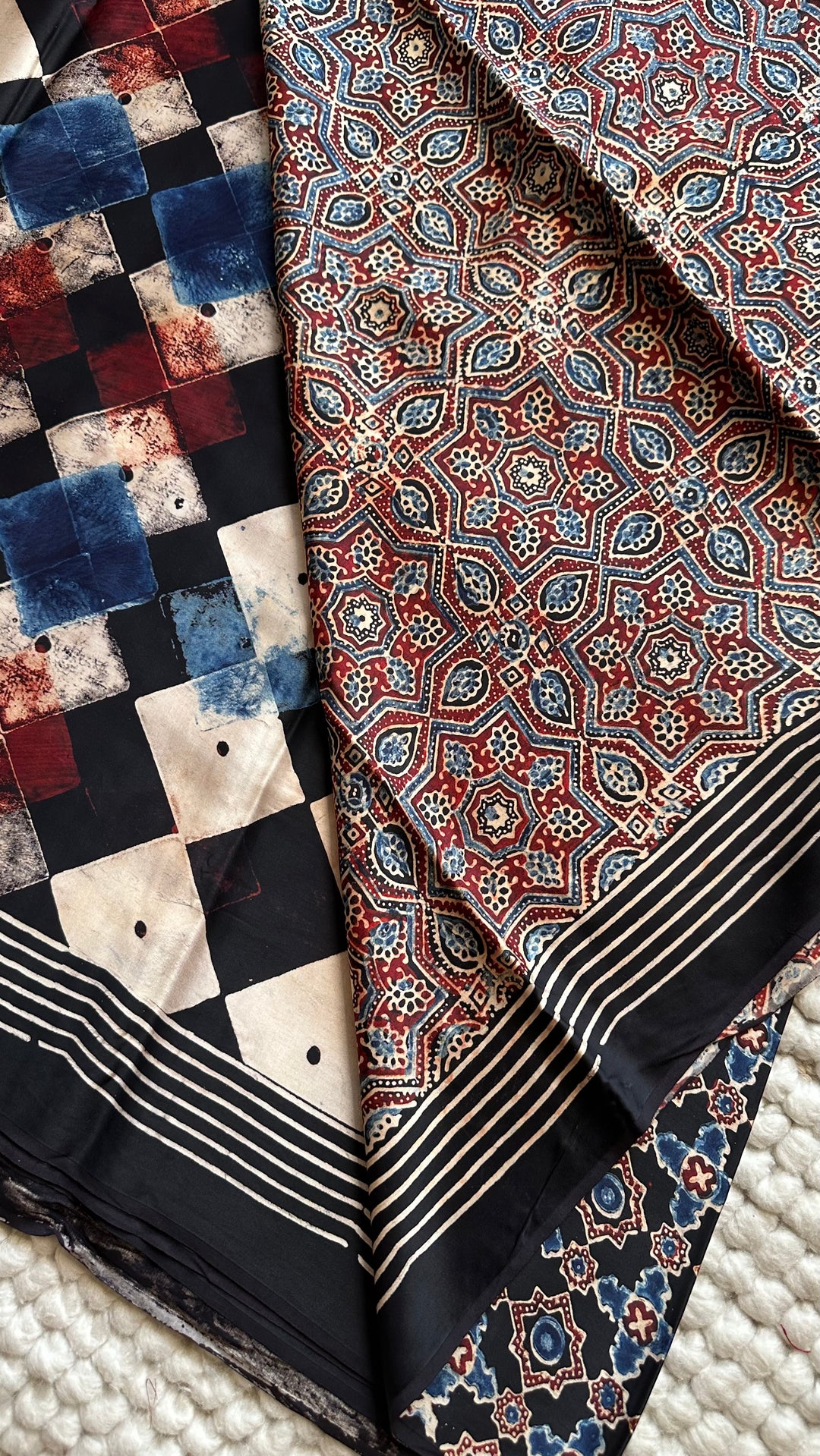 ROOH EXCLUSIVES- AJRAKH HAND BLOCK PRINTED PREMIUM MODAL SILK SAREE 20