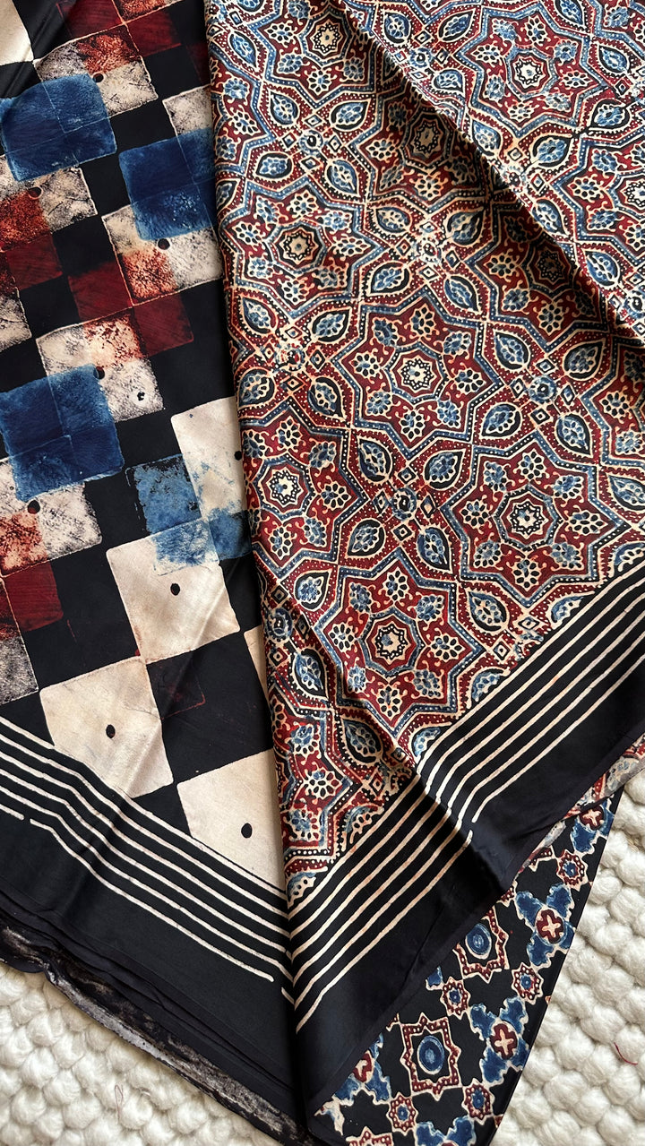 ROOH EXCLUSIVES- AJRAKH HAND BLOCK PRINTED PREMIUM MODAL SILK SAREE 20