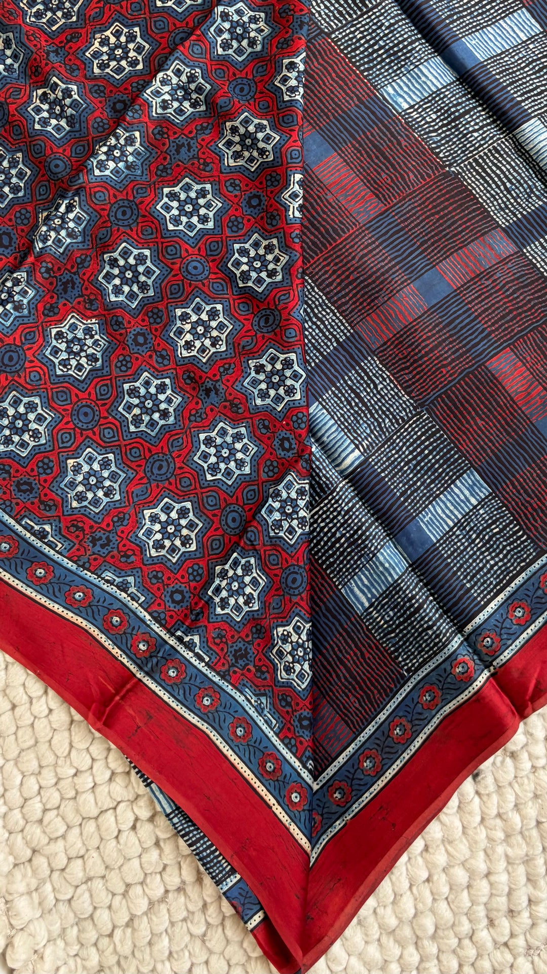 ROOH EXCLUSIVES- AJRAKH HAND BLOCK PRINTED PREMIUM MODAL SILK SAREE 10