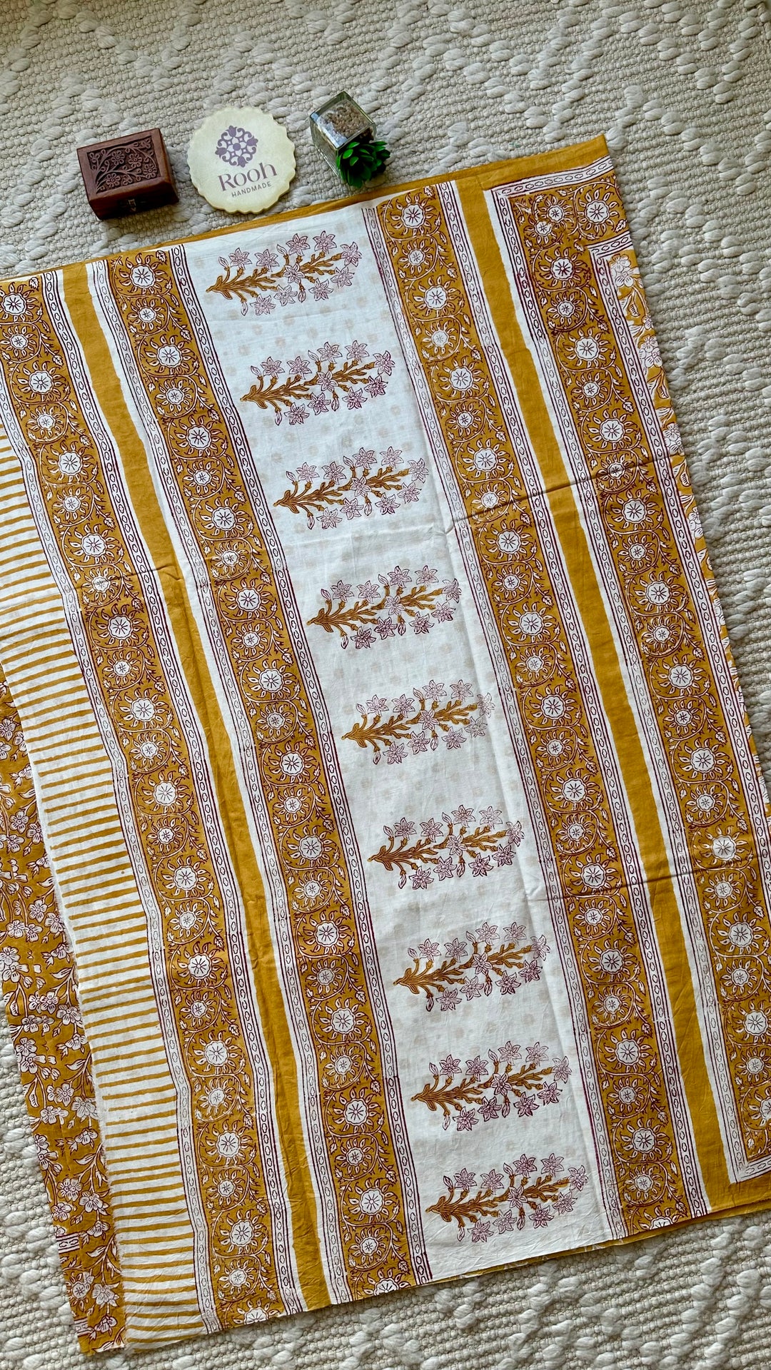 BAGRU HAND BLOCK PRINTED SOFT MULMUL COTTON SAREE- 075