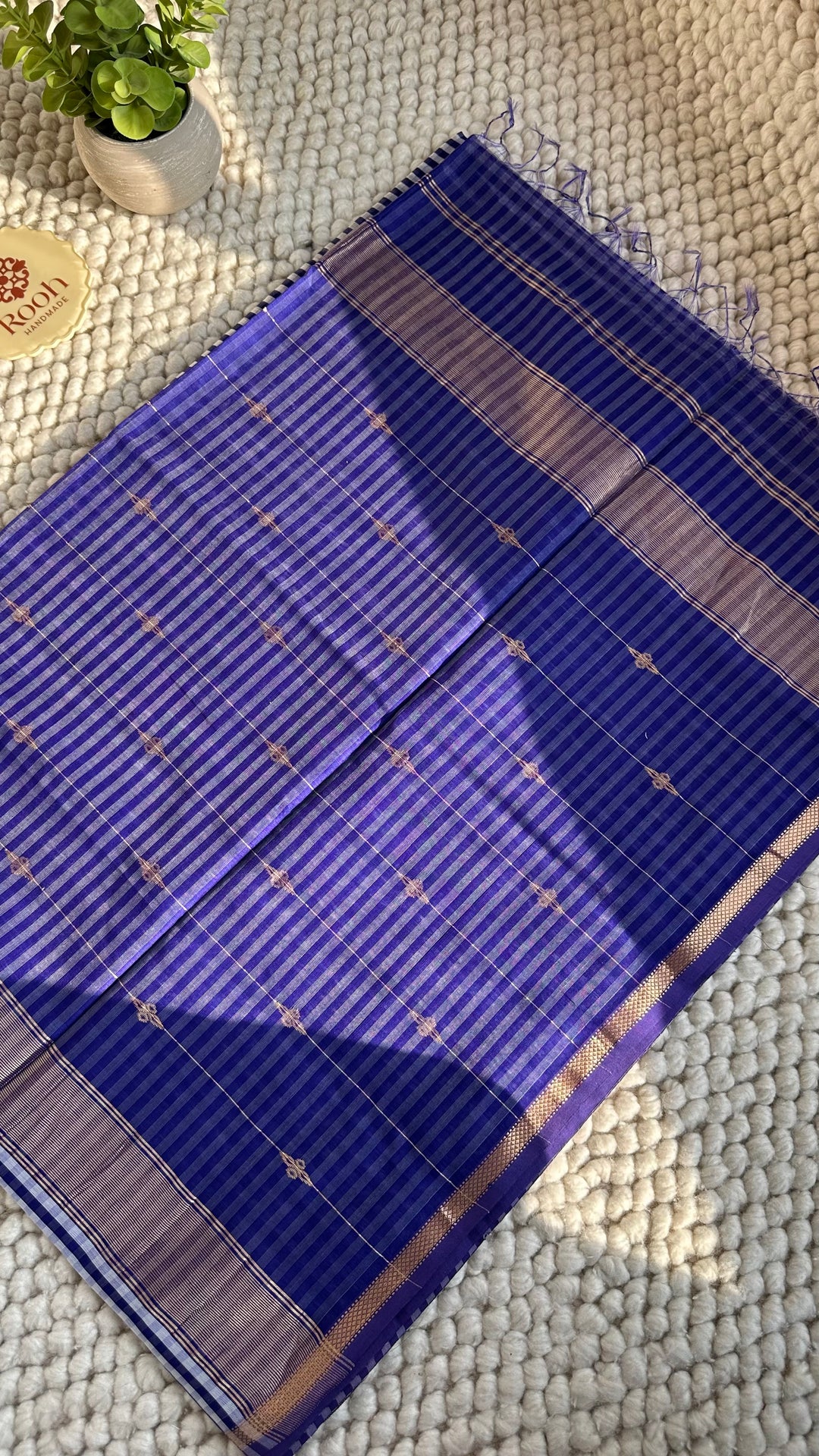 ROYAL PURPLE CHECKS - PREMIUM HANDWOVEN MAHESHWARI SILK BY COTTON SAREE (DISPATCH TIME IS 10-15 DAYS)