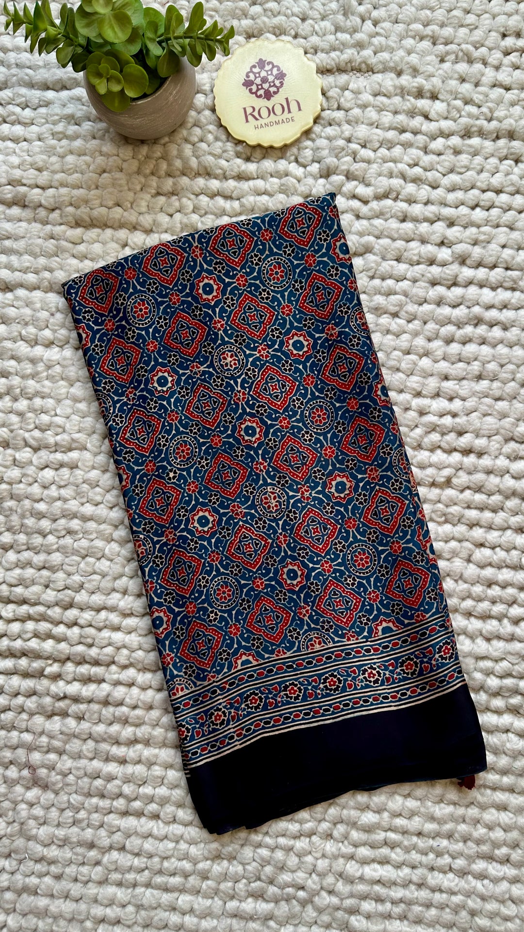 ROOH EXCLUSIVES- AJRAKH HAND BLOCK PRINTED PREMIUM MODAL SILK SAREE 21