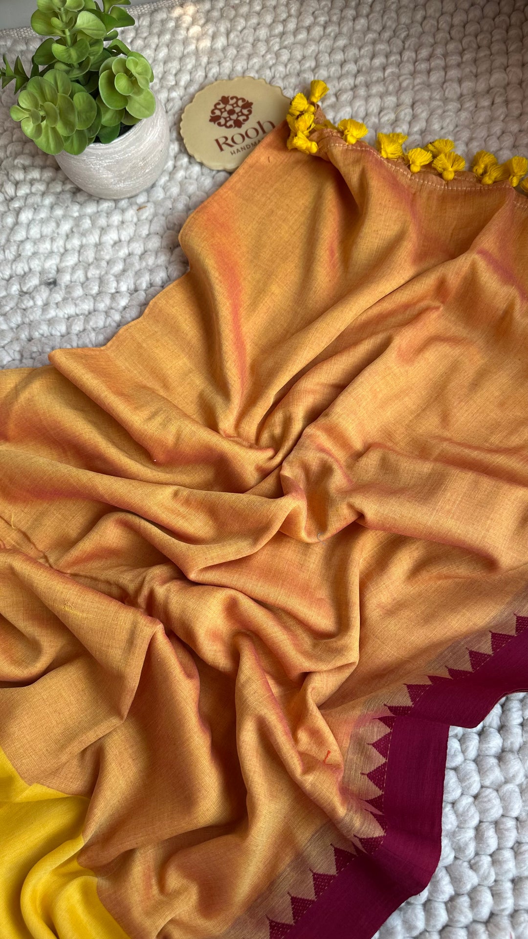 SUNFLOWER YELLOW PURE SUPER SOFT MULMUL COTTON SAREE - 020