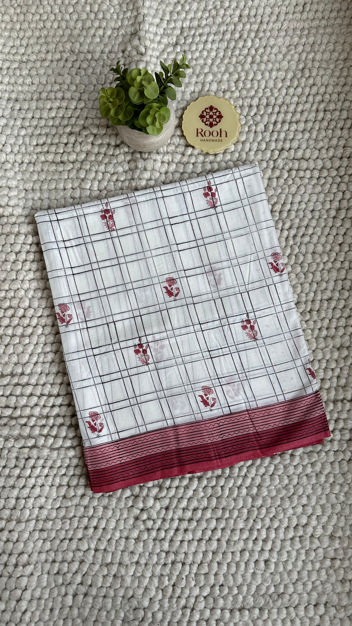 SANGANERI HAND BLOCK PRINTED SOFT COTTON SAREE- 027
