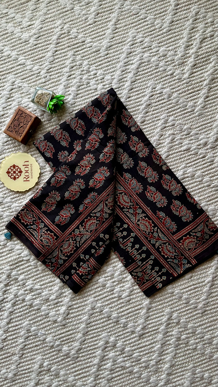 PREMIUM AJRAKH HAND BLOCK PRINTED PURE SOFT COTTON SAREE- 004