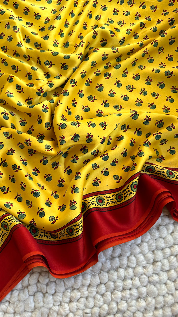 SUNSET BLOOMS - AJRAKH HAND BLOCK PRINTED PREMIUM MODAL SILK SAREE