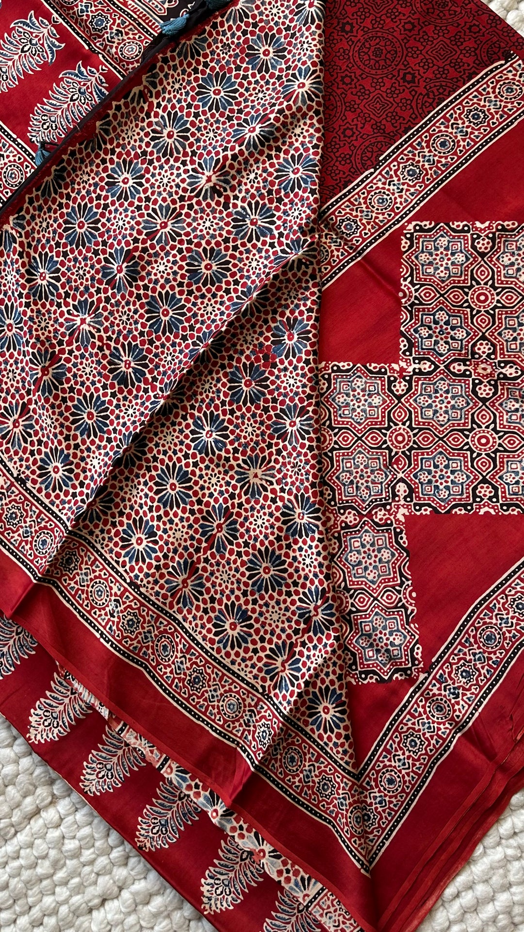ROOH EXCLUSIVES- AJRAKH HAND BLOCK PRINTED PREMIUM MODAL SILK SAREE 22