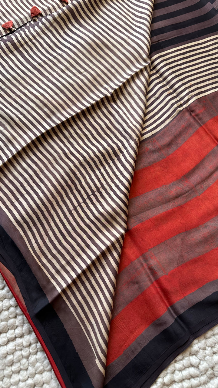 ROOH EXCLUSIVES- AJRAKH HAND BLOCK PRINTED PREMIUM MODAL SILK SAREE 24