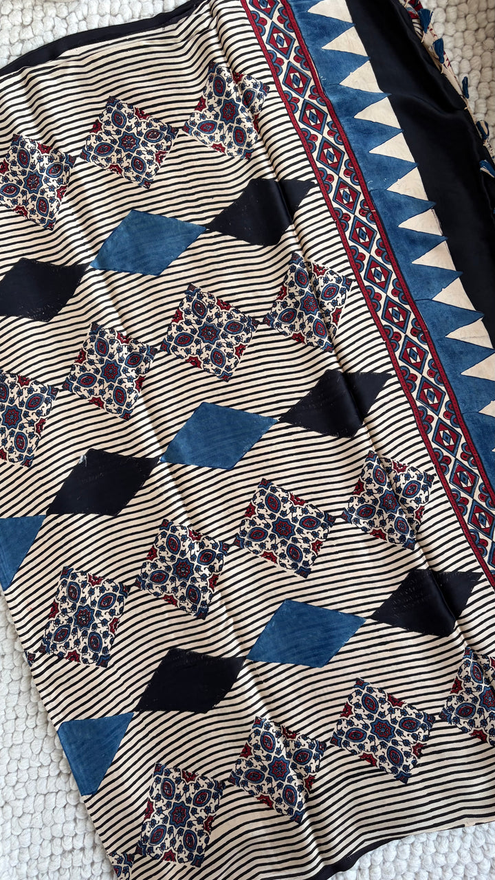 ROOH EXCLUSIVES- AJRAKH HAND BLOCK PRINTED PREMIUM MODAL SILK SAREE 04