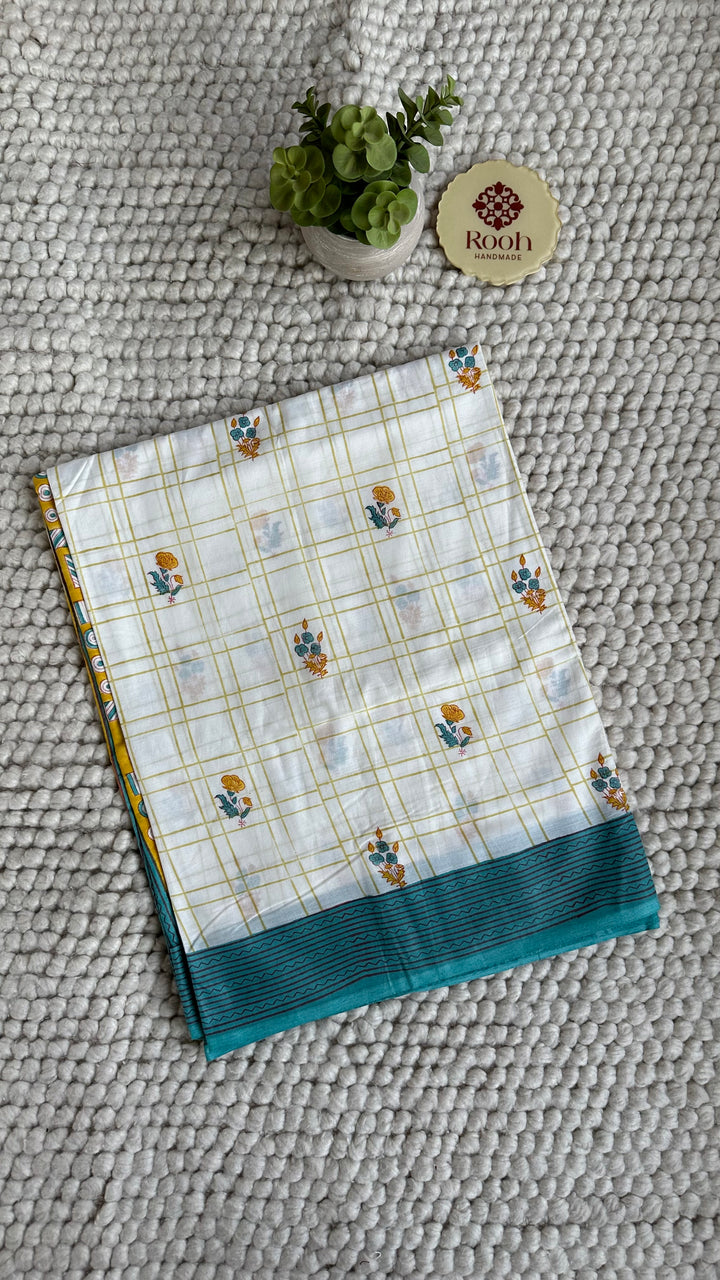 SANGANERI HAND BLOCK PRINTED SOFT COTTON SAREE- 022