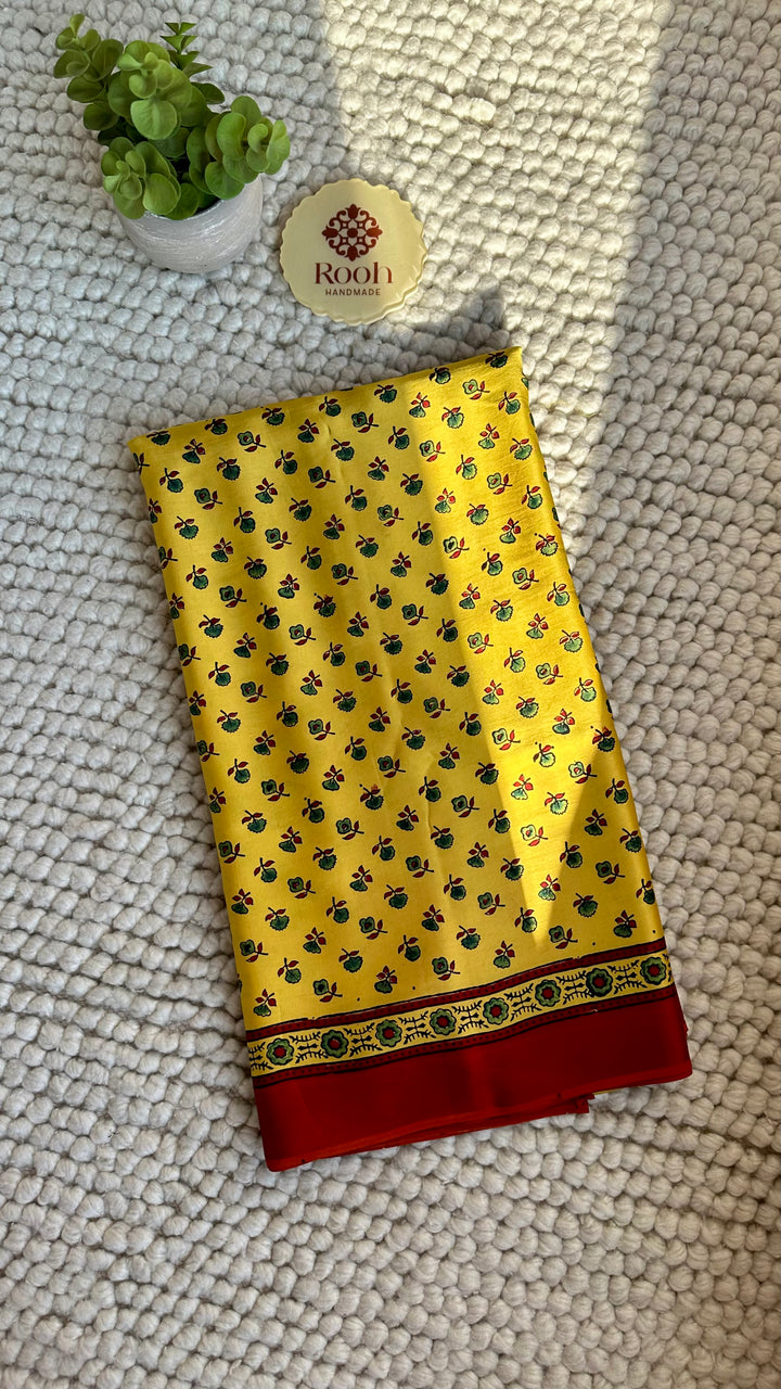 SUNSET BLOOMS - AJRAKH HAND BLOCK PRINTED PREMIUM MODAL SILK SAREE