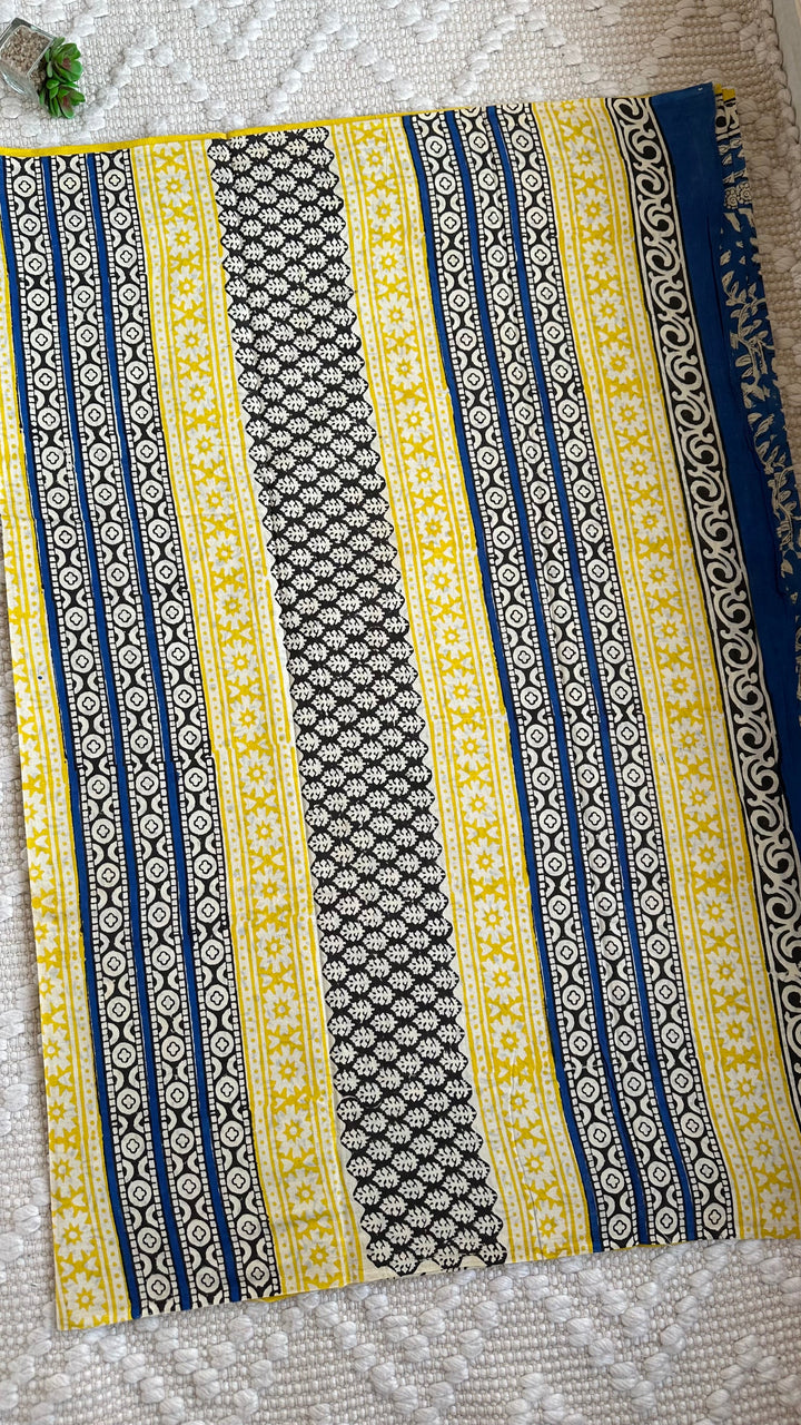 BAGRU HAND BLOCK DABU PRINTED SOFT MULMUL COTTON SAREE- 022