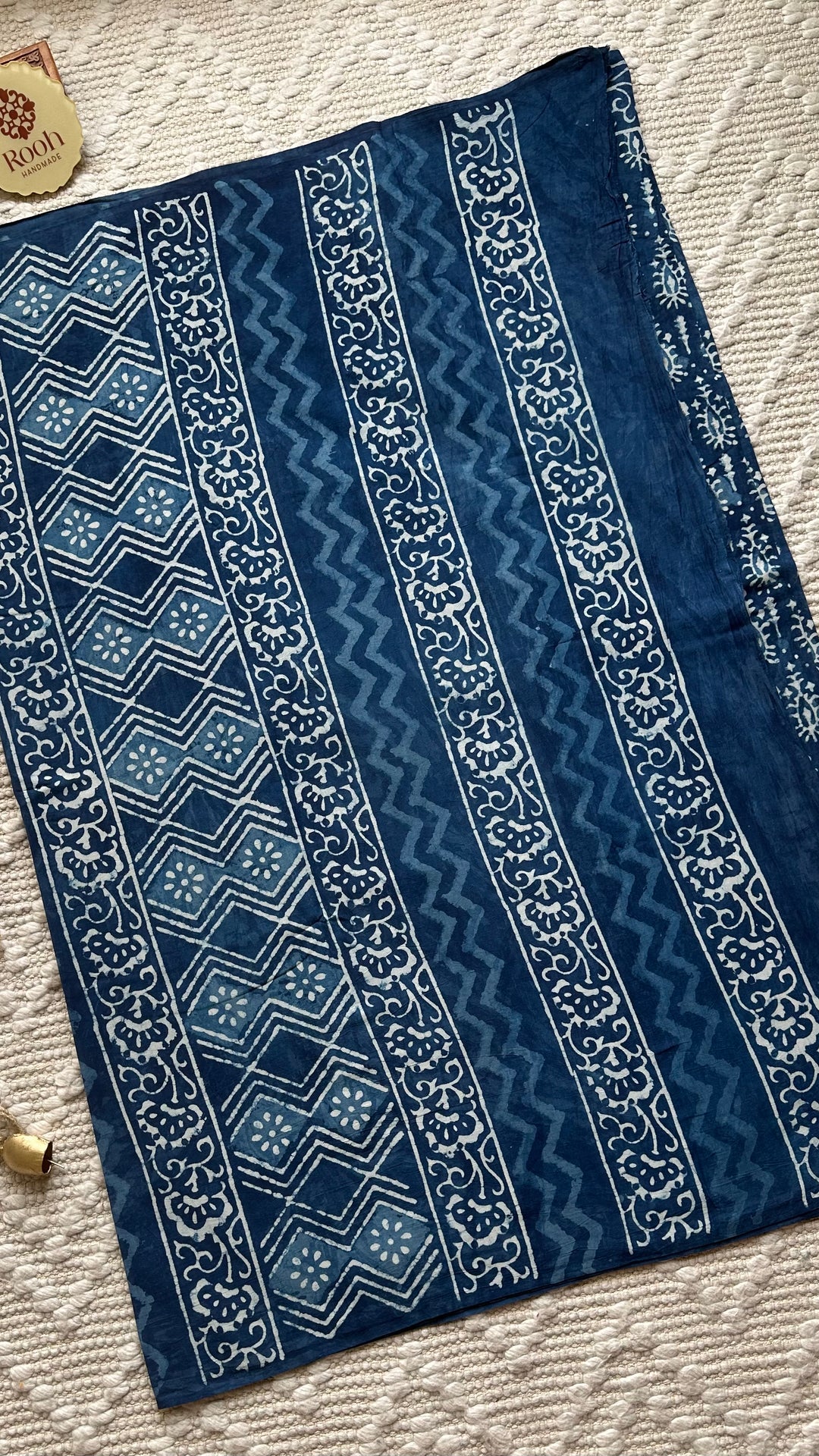 BAGRU HAND BLOCK PRINTED SOFT MULMUL COTTON SAREE- 099