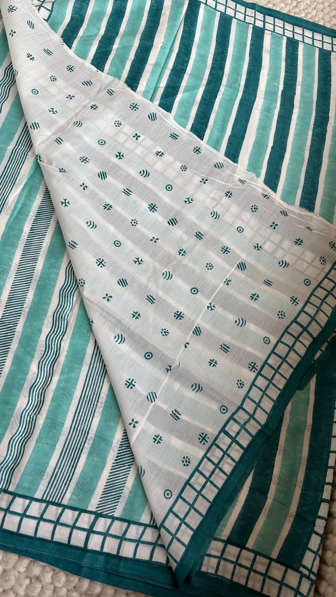 SANGANERI HAND BLOCK PRINTED SOFT COTTON SAREE- 024