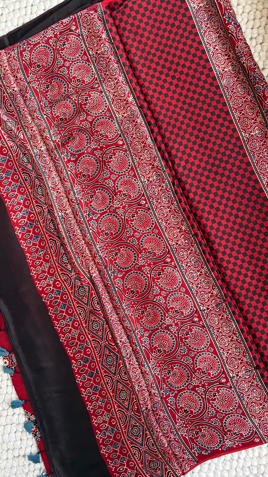 ROOH EXCLUSIVES- AJRAKH HAND BLOCK PRINTED PREMIUM MODAL SILK SAREE 05